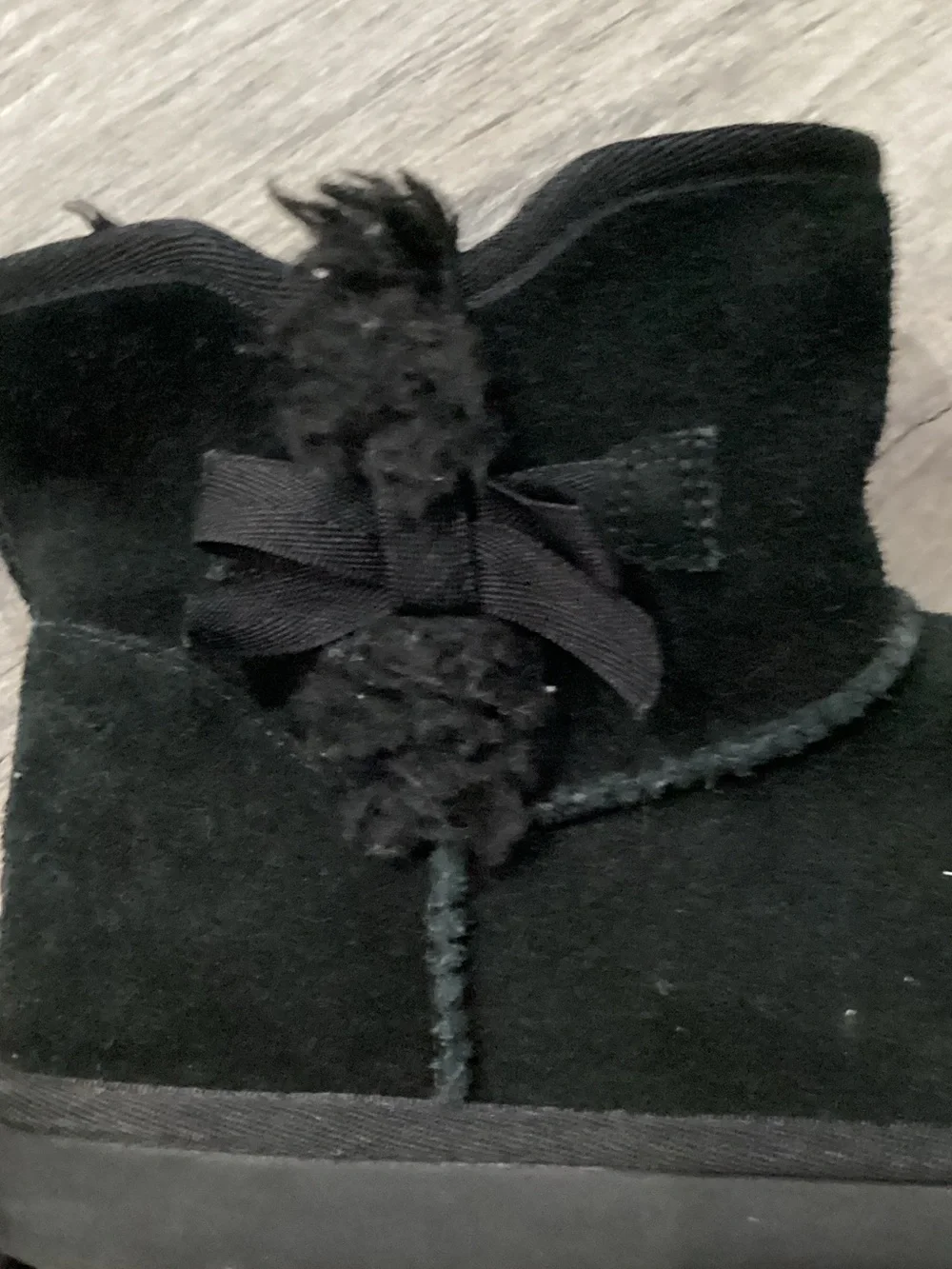 Koolaburra Black Plush-Lined Kids Zip Ankle Boots
